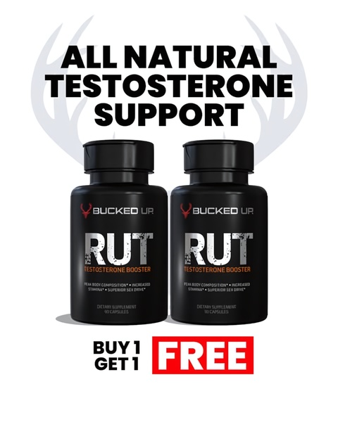 A direct-response supplement advertisement featuring a dual-bottle product placement and a prominent BOGO promotional offer.